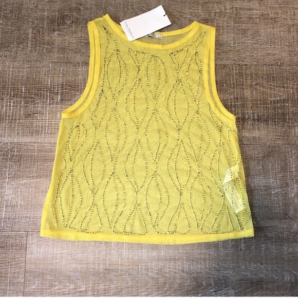 Zara Semi-Sheer Yellow Embroidered Shirt - Picture 5 of 5
